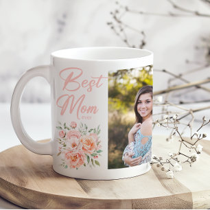 Tasse de café à photo avec fleurs roses Meilleure