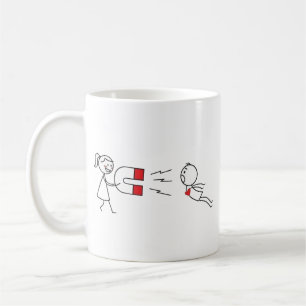 Tasse de café aimantée avec dessin humoristique de