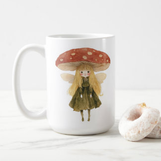 Tasse de café aquarelle Fée aux champignons