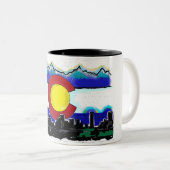 Tasse de café artistique d'horizon de Denver de (Devant droit)