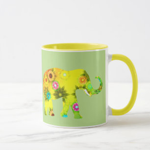 Tasse de café assez colorée d'éléphants