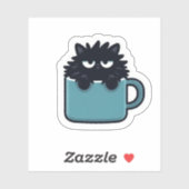 Tasse de café autocollant chat noir grincheux (Feuille)