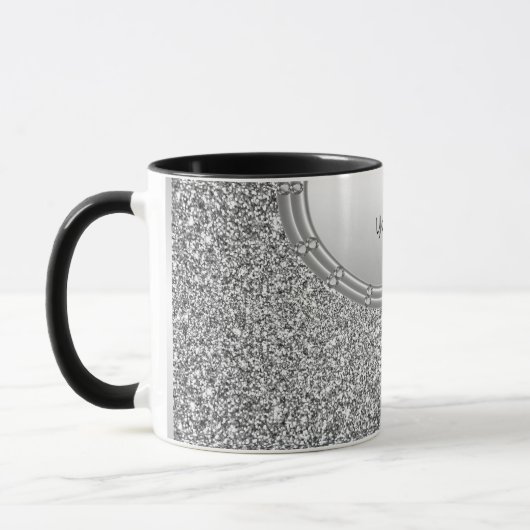 Tasse de café avec cadre paillettes argentées (Gauche)