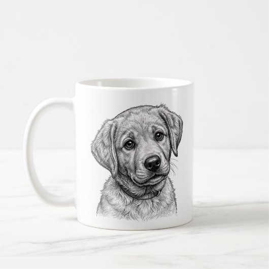 Tasse de café avec chiot Labrador (Gauche)