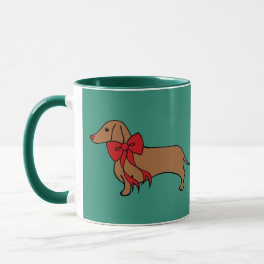 Tasse de café avec chiot teckel pour Noël (Gauche)