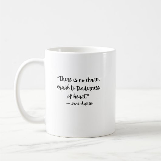 Tasse de café avec citation de Jane Austen sur la (Gauche)