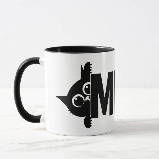 Tasse de café avec design de chat qui regarde et m (Gauche)