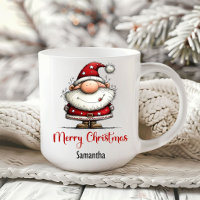 Tasse de café avec dessin animé de Père Noël minim