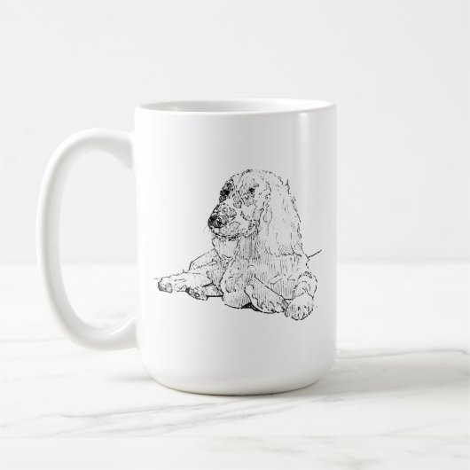 Tasse de café avec dessin au trait de Cocker Spani (Gauche)