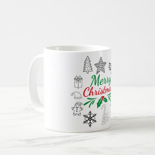Tasse de café avec dessins de Noël mignons (Devant gauche)