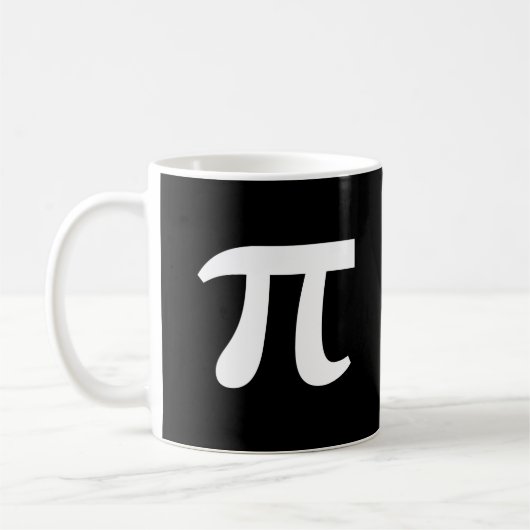 Tasse de café avec écriture blanche π Pi (Gauche)