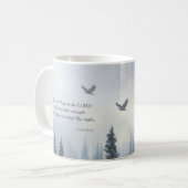 Tasse de café avec écriture sur les ailes d'aigle (Devant gauche)