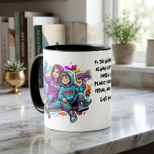 Tasse de café avec graffiti Mère & Fils
