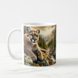 Tasse de café avec grand félin Lion de montagne