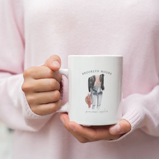 Tasse de café avec illustration de mode à l'aquare