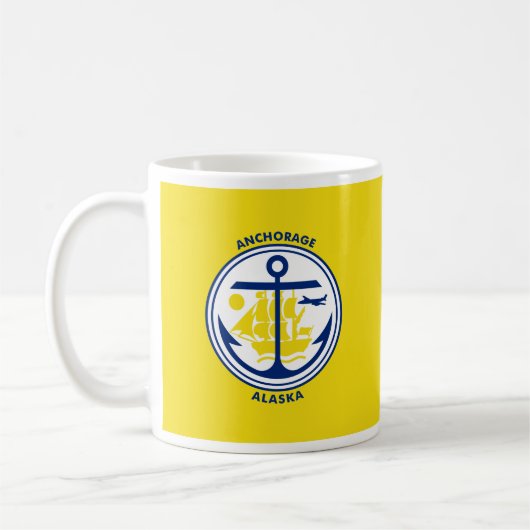 Tasse de café avec le drapeau d'Anchorage, Alaska (Gauche)