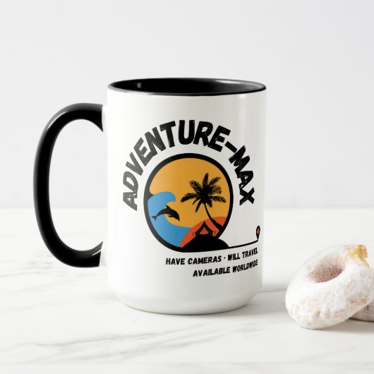 Tasse de café avec logo Adventure-MAX (avec appare (Avec donut)