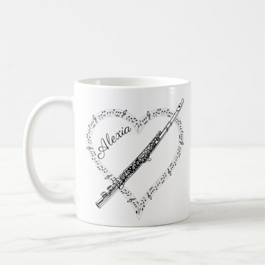 Tasse de café avec notes de musique de flûte (Gauche)