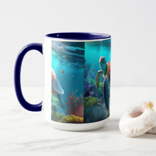 Tasse de café avec œuvre d'art à emblème de tortue