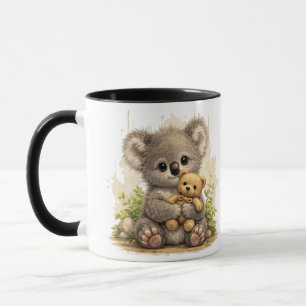 Tasse de café avec ours en peluche et bébé koala m