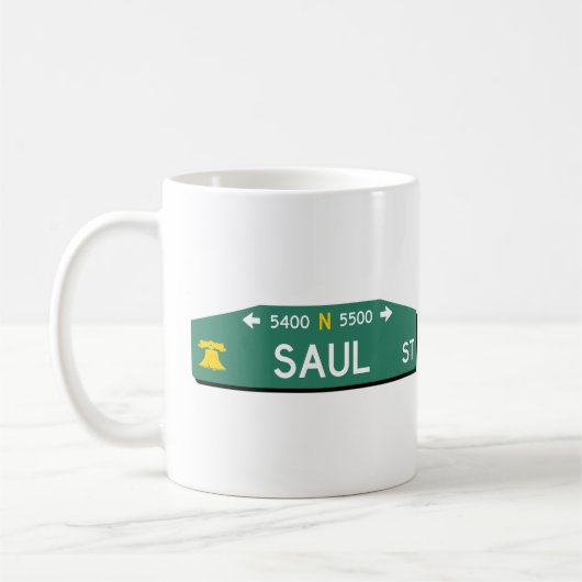 Tasse de café avec panneau de rue de Philly : pour (Gauche)