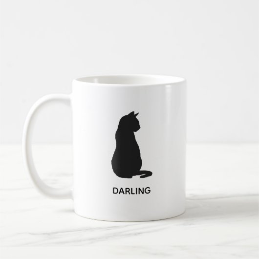 Tasse de café avec peinture de chat noir nom perso (Gauche)