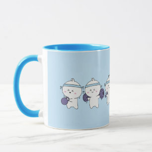 Tasse de café avec personnages de gym Kawaii migno