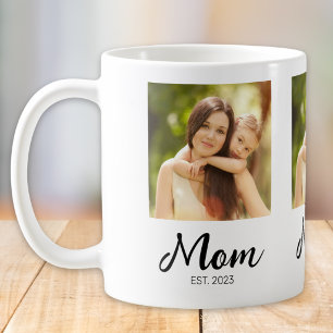 Tasse de café avec photo et écriture Maman établie