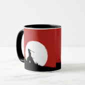 Tasse de café avec silhouette de guerrier samouraï (Devant gauche)