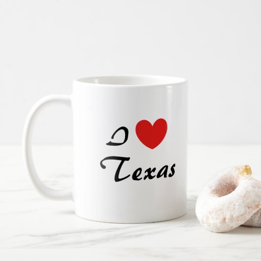 Tasse de café avec typographie « J'aime Texas Hear (Avec donut)