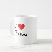 Tasse de café avec typographie « J'aime Texas Hear (Devant gauche)