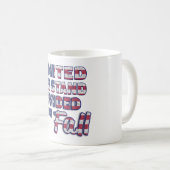 Tasse de café avec typographie "United We Stand" (Devant droit)