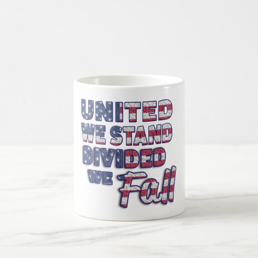 Tasse de café avec typographie "United We Stand" (Centre)