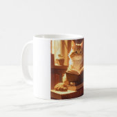 Tasse de café avec un chat lisant confortablement (Devant gauche)