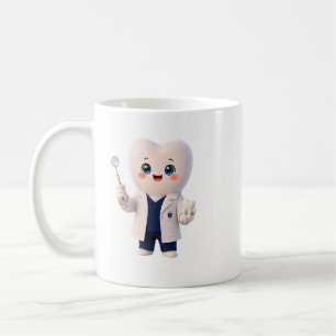 Tasse de café avec un personnage de dent mignon