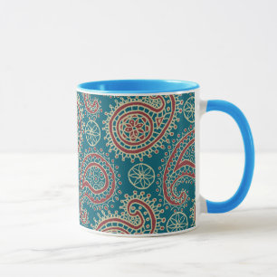 Tasse de café beige bleue rouge de sonnerie de