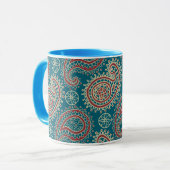 Tasse de café beige bleue rouge de sonnerie de (Devant gauche)