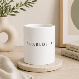 Tasse de café blanche personnalisée avec nom moder