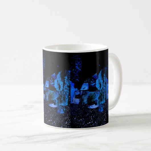 tasse de café bleu avec design bleu (Devant droit)