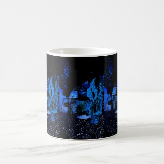 tasse de café bleu avec design bleu (Centre)