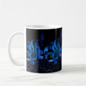 tasse de café bleu avec design bleu (Gauche)