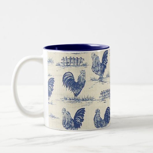 Tasse de café bleue de coqs de pays français (Gauche)