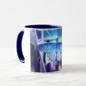 Tasse de café bleue de papillon (Devant gauche)
