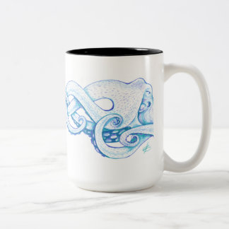 Tasse de café bleue de poulpe