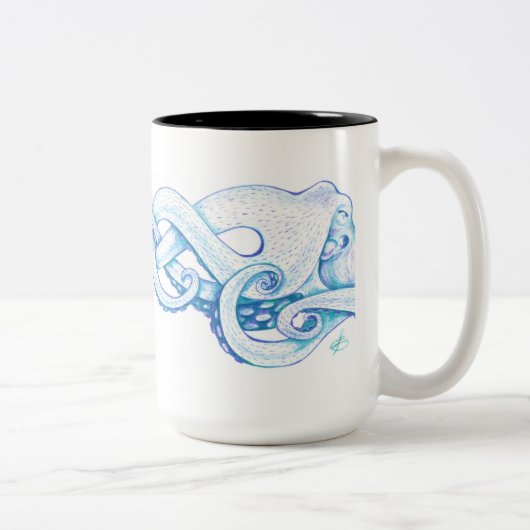 Tasse de café bleue de poulpe (Droit)