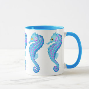 Tasse de café bleue d'hippocampe