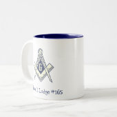 Tasse de café bleue maçonnique faite sur commande (Devant gauche)