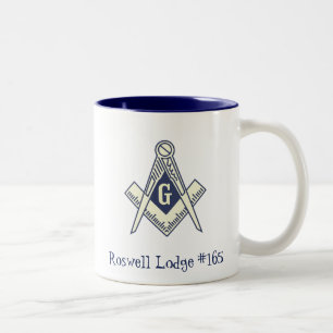 Tasse de café bleue maçonnique faite sur commande