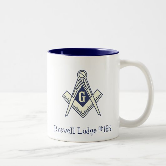 Tasse de café bleue maçonnique faite sur commande (Droit)