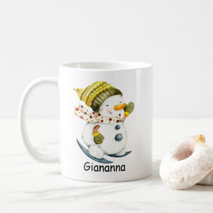 Tasse de café bonhomme de neige personnalisée